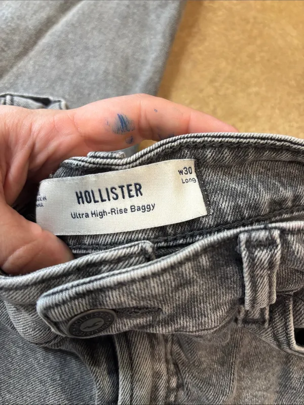Hollister Women's Wide Leg Pants - Washed Gray - Image 4