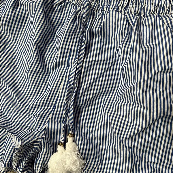 Women’s Blue & White Striped Large Shorts - Image 2