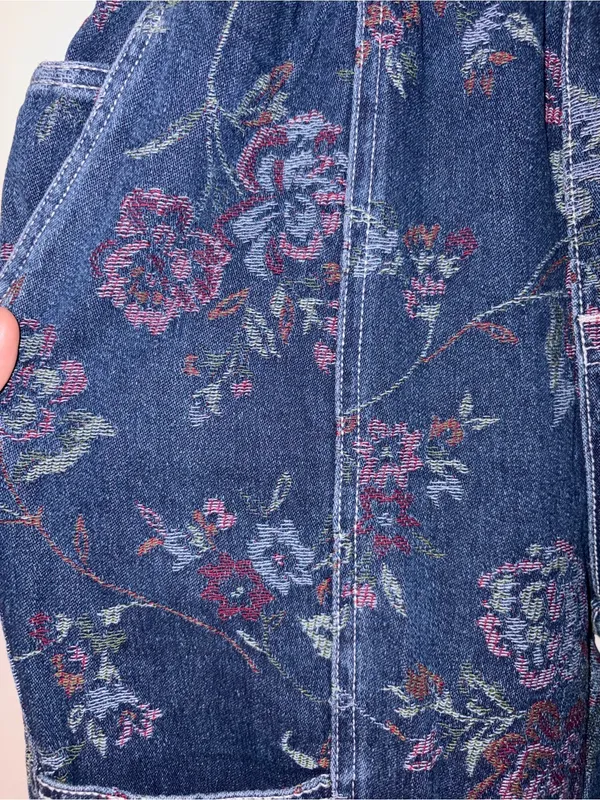 BDG Floral Tapestry Denim Jogger Pants - Navy Ground with Multi-Color Florals - Image 4