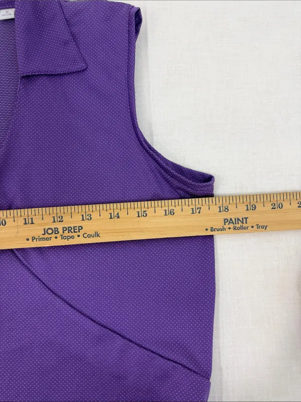 Lady Hagen Women's Golf Tank Top With Ruched Side Size Small Purple Polka Dot - Image 7