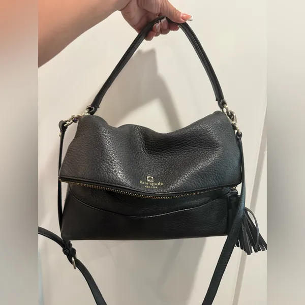 Kate Spade Large Maria Southport Avenue Black‎ Leather Cross Body - Image 9