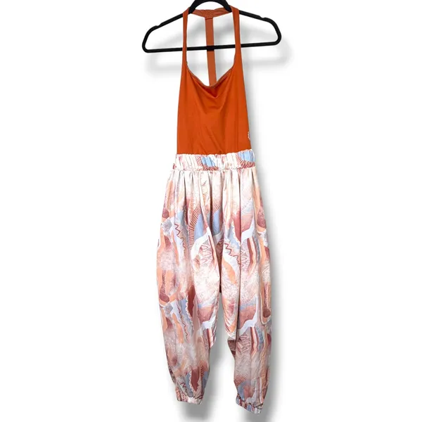Free People Movement NWOT All Strapped Printed One Piece Harem Jumpsuit XS - Image 5