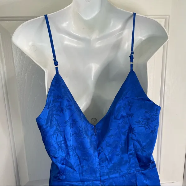Lulu's Blue Satin Spaghetti Straps V-Neck Dress Size XL glam coquette rave chic - Image 6