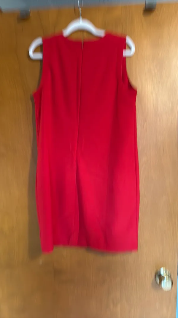 Gap Split Neck Sleeveless Shift Dress Red M - Image 2