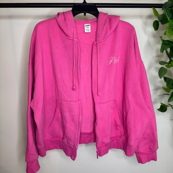 VS Pink Ivy Campus Fleece Full Zip Hoodie Jersey Shore Graphic size XL - Image 13