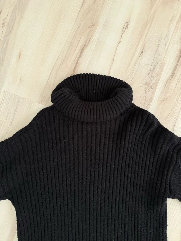 Black turtle neck sweater mini dress - Image 3