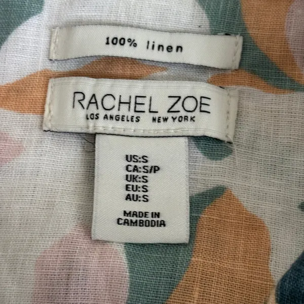 Rachel Zoe 100% Linen Shirt Dress Sz S Tropical Resortwear Beach‎ Vacation - Image 5