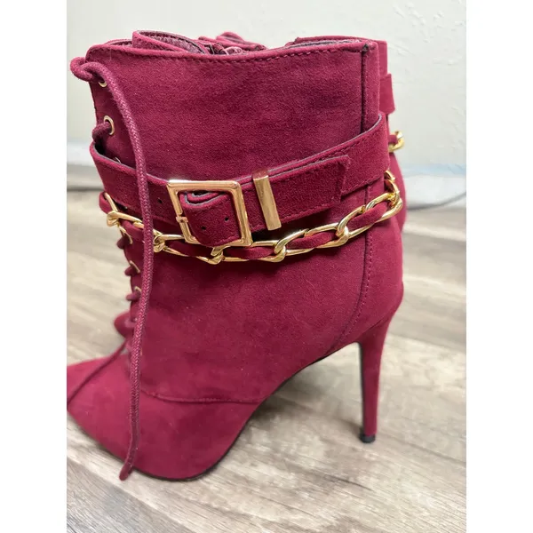 Shoedazzle Red Boots Women's Size 8 Preppy Clubwear Stiletto Heel Clubbing Shoe - Image 4