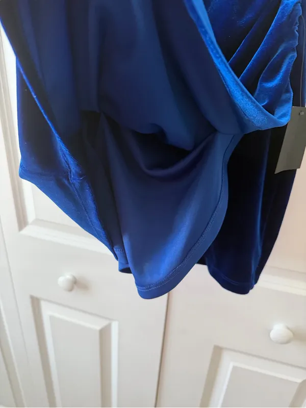 NWT Lulus Glamorous Celebration Royal Blue Velvet Strapless Mini Dress - Image 7