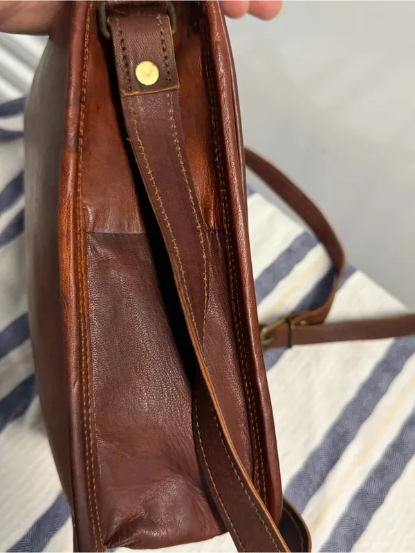 GVB Natural World Brown Genuine Leather Messenger Crossbody Satchel Bag Vintage - Image 9