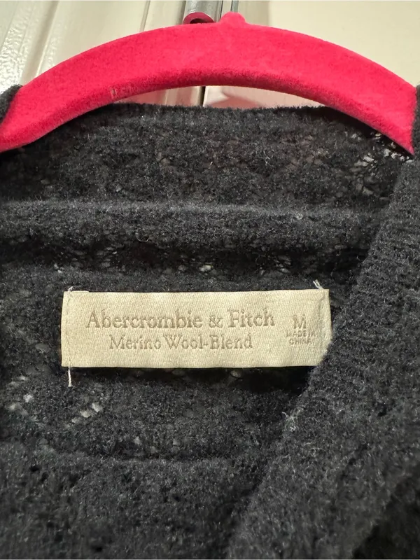 Abercrombie & Fitch Black Open-Knit V-Neck Bodysuit - Image 2