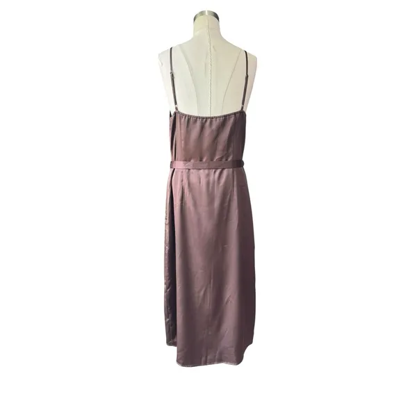 Abercrombie Fitch Satin Slip v neck Midi Dress Womens M Brown Strappy Sleeveless - Image 6