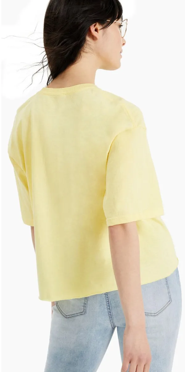 Junk Food The Beatles Cropped Graphic Tee in Yellow Size Large - Image 2