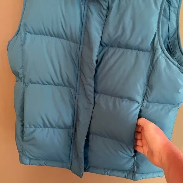 L.L. Bean Goose‎ Down Faux Fur Trim Vest Blue Size Medium - Image 3