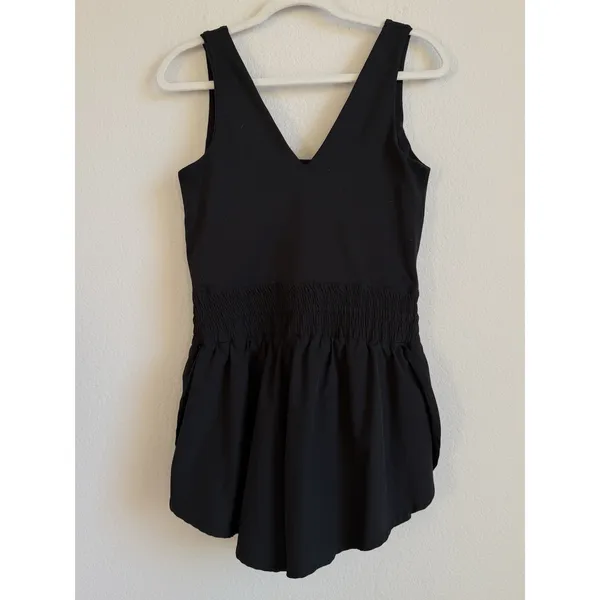 Anwnd Black Drawstring‎ Waist Scoop Neck Romper Women's Size Large Sporty - Image 5