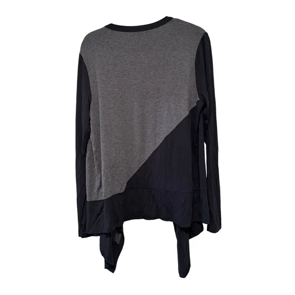 Adrienne Vittadini Women's Draped Open Front Cardigan Black Gray XL - Image 9