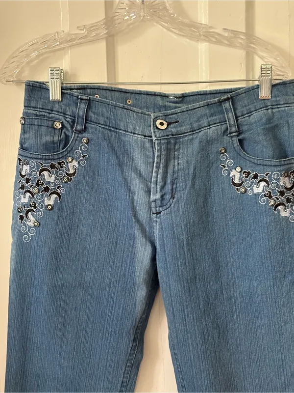 NWOT Embellished Blue Women’s Jeans - Stylish - Image 2
