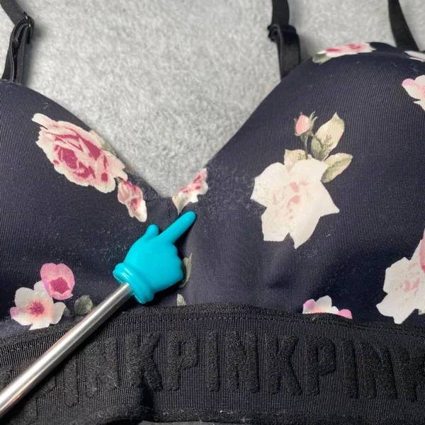 PINK Victoria's Secret‎ Wireless Bra Women's 34C Black Floral Everyday Wear GUC - Image 7