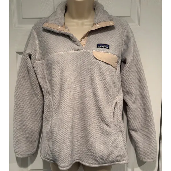 Patagonia Womens Re-Tool Snap-T‎ Polartec Fleece Pullover Jacket Beige Medium - Image 2
