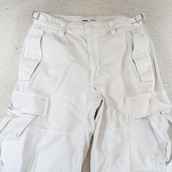 TNA Aritzia White Cotton‎ Wide Leg Cargo Pants Size 2 RVST 03-06-41848-R-SU23 - Image 7