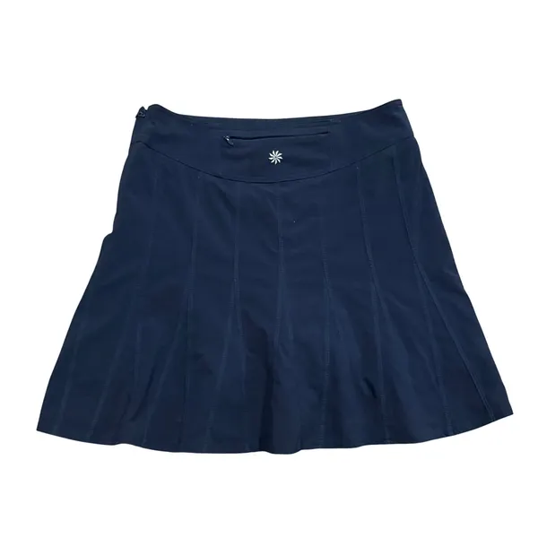 Athleta Womens Navy Pleated Athletic Skort Size 4 Side Zip Active Skirt - Image 2