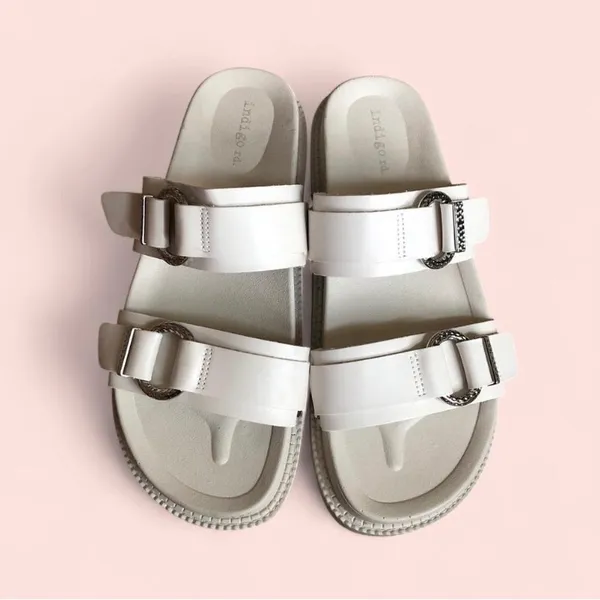 Indigo rd Women's Cream Double-Buckle Slide Sandals Size 8.5 EUC - Image 4