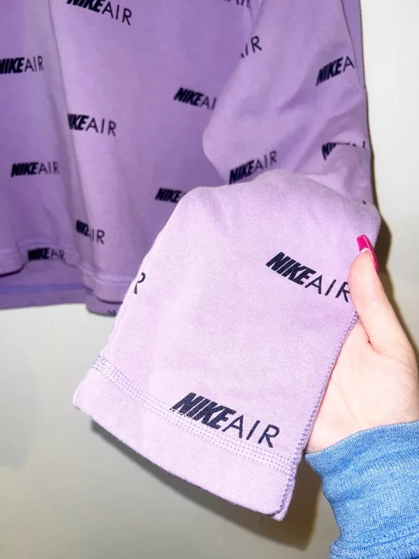 Nike Air purple cotton blend crop long sleeve spell out women's crewneck - Image 3