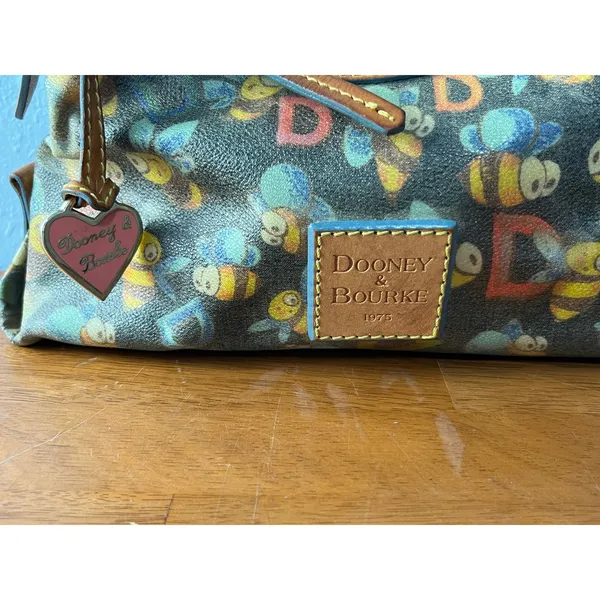 VTG Y2K Dooney & Bourke Bumble Bee Hobo Shoulder Bag Heart Charm Dust Bag - Image 3