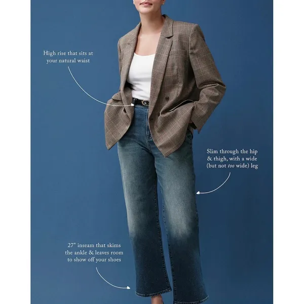 J.Crew 96 Slim Wide Leg Petite Jeans‎ Dark Indigo High Rise Cropped Size 30P - Image 4