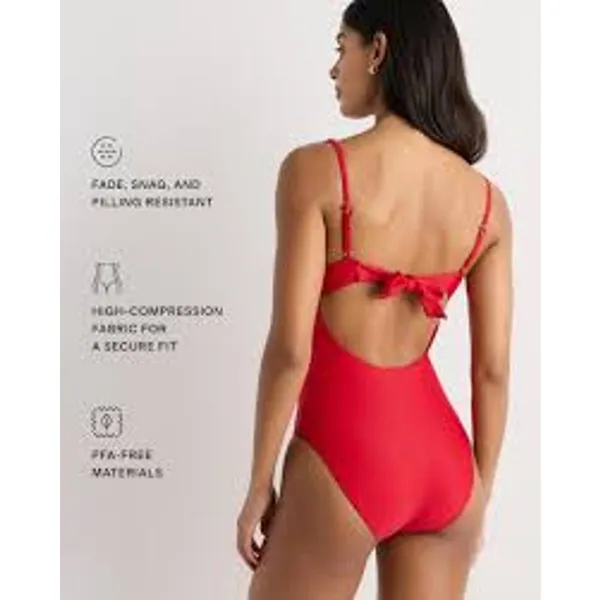 QUINCE Italian Underwire One Piece Swimsuit NWT Cherry Red Size XS SLOW FASHION - Image 3