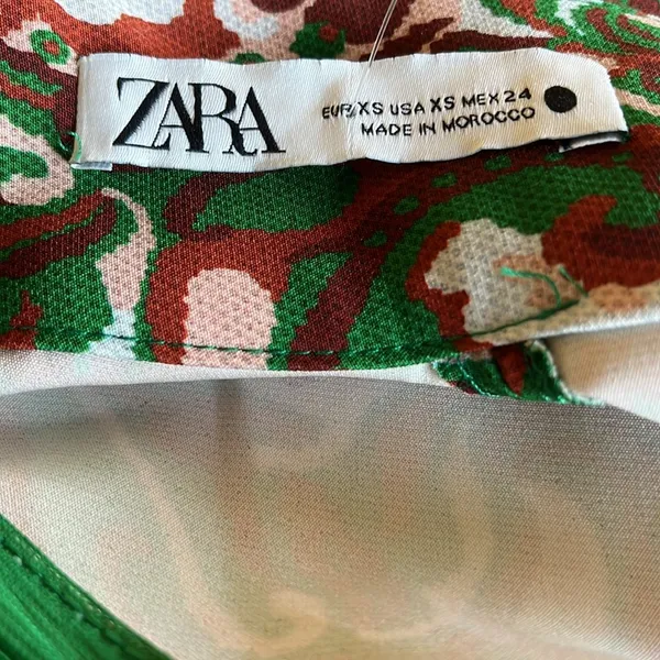 Nwot Zara Woman'S Paisley Printed Midi Dress Green/Multicolor Xs Bloggers Fave - Image 9