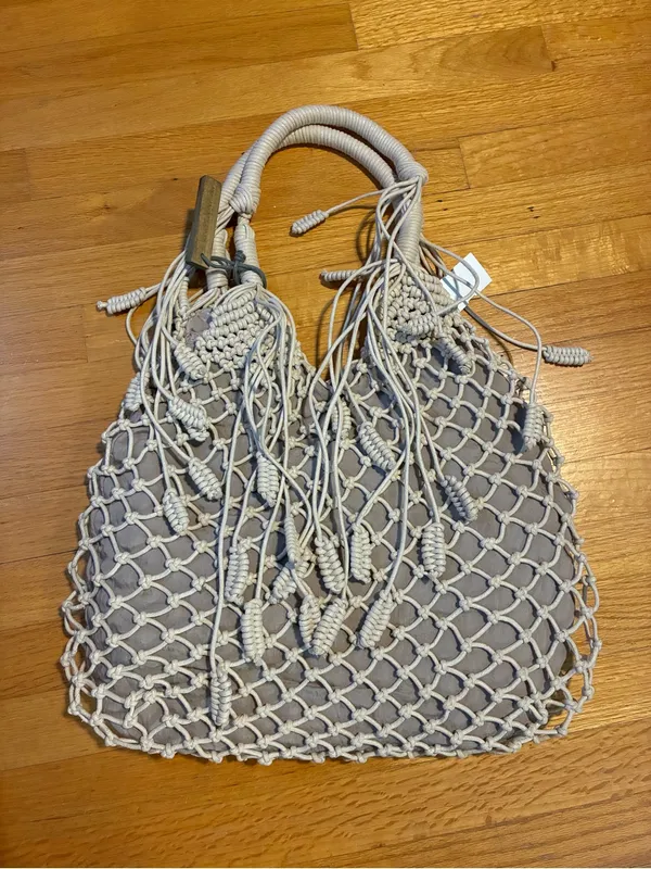 Monserat De Lucca Macrame Belen Tote Purse Handbag Cream Ivory Women’s NWT - Image 4