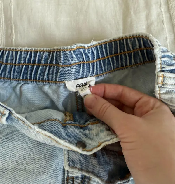 Aerie Elastic Stretchy Denim Light Wash Shorts - Image 2
