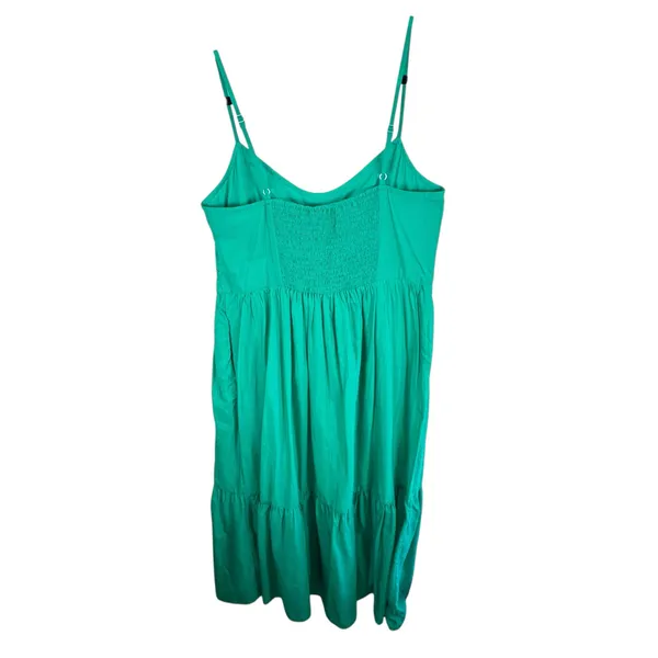 Universal Thread NWT Cotton‎ Blend Green Spaghetti Strap Ruffled Midi Dress Sz L - Image 2