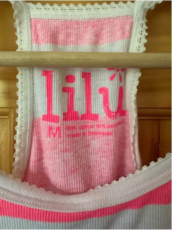 Vintage Y2K Lilu Pink & White Stripe Tank size medium - Image 4