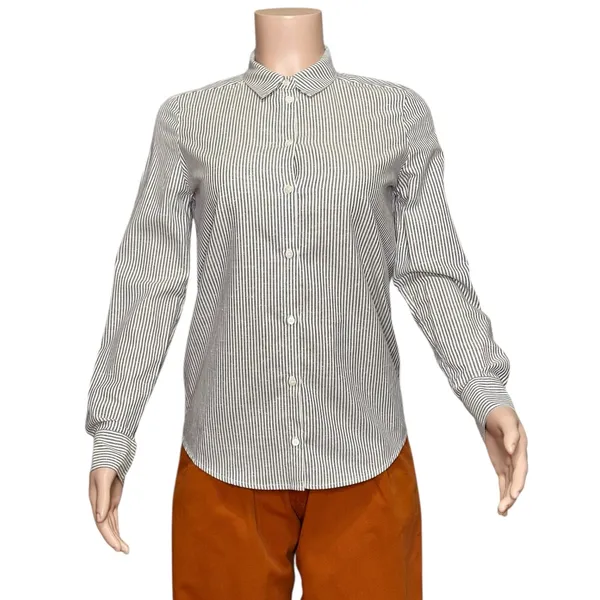 SÉZANE Tomboy Stripe Shirt, Ecru/Blue, FR36/US4 - Image 4
