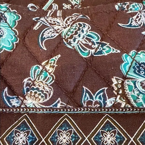 Croft & Barrow Brown Teal Quilted Floral Shoulder Bag Small - Image 2