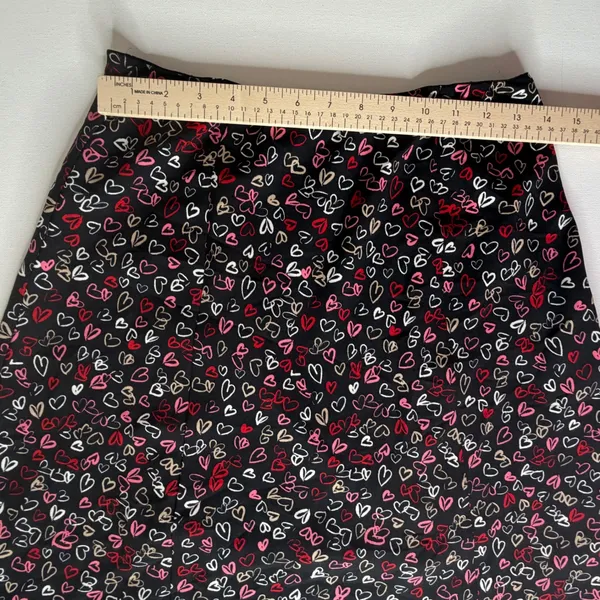 LOFT Black Heart Print Midi Skirt Size 2 Coquette Valentines Romantic Y2K‎ Girly - Image 11