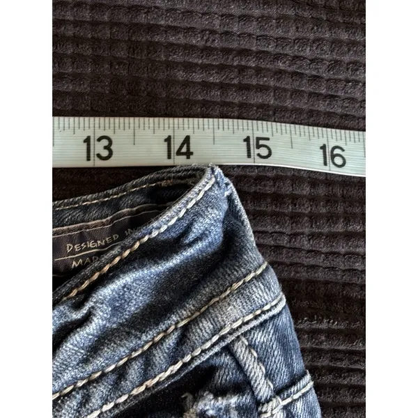 Miss Me Bootcut Jeans Zip Low Rise Embroidery/Gems Logo‎ Size 29 Boho/Western - Image 9