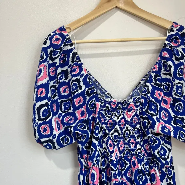 Tash + Sophie Maxi‎ Dress L NWT Puff Sleeve Boho Print Smocked Waist Cottagecore - Image 4