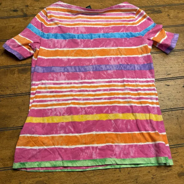Lauren Ralph Lauren Women's‎ T-Shirt Top Multicolor Stripes Short Sleeve Size Sm - Image 4