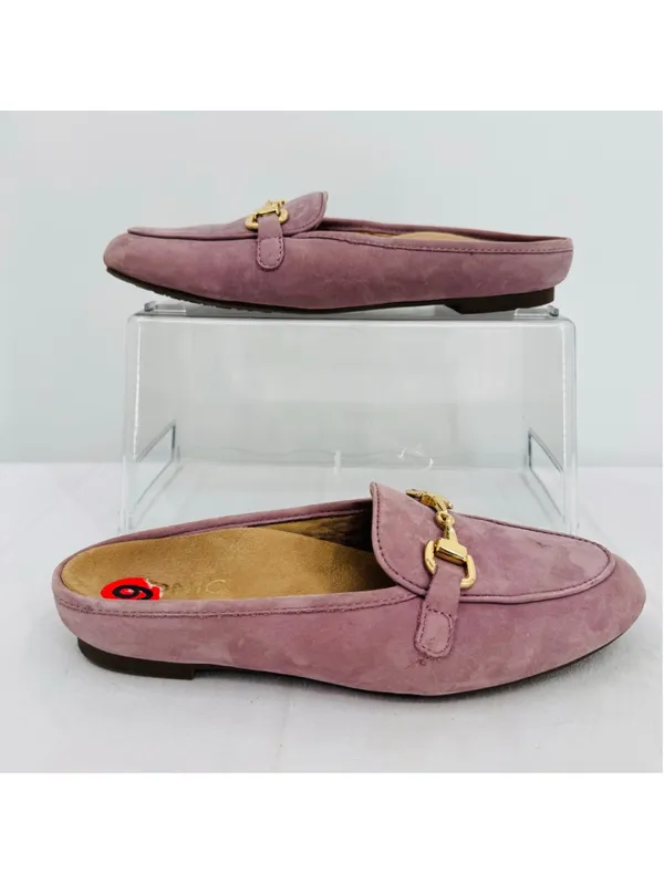 Vionic Lavender Adeline Loafers Slip On Genuine Suede Gold Bit Detail Flats Sz 6 - Image 3