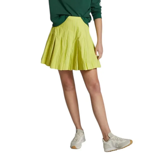 Anthro Love Birds Green Yellow Pleated Skirt M - Image 2