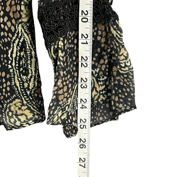 ICE Y2K Silk Babydoll Top Womens L Black Abstract Paisley Lined Whimsigoth Boho‎ - Image 12