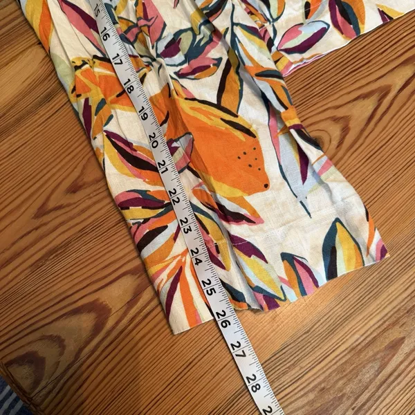 C&C California 100% Linen Wide Leg Pants Tropical Fruit‎ Flowy Beach Coastal LG - Image 8