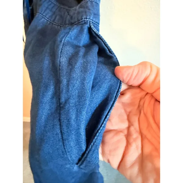 Abercrombie & Fitch Jumpsuit Size 0 Blue Lace Up Back Wide Leg Denim Boho Casual - Image 9
