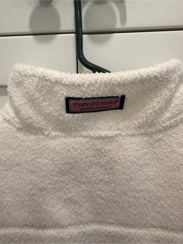 Vineyard Vines White Sherpa Half-Zip Pullover - Image 5