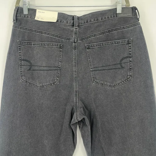 American Eagle Mom Jeans 16S Y2K Grunge Street Black Baggy Highrise Tapered NWT - Image 7