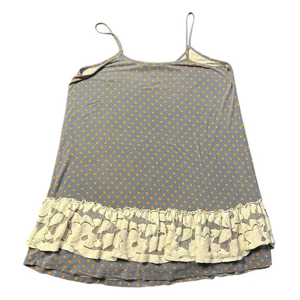 Matilda Jane Polka Dot Lace‎ Ruffle Hem Camisole Top Blue Orange Women L 24522T - Image 3