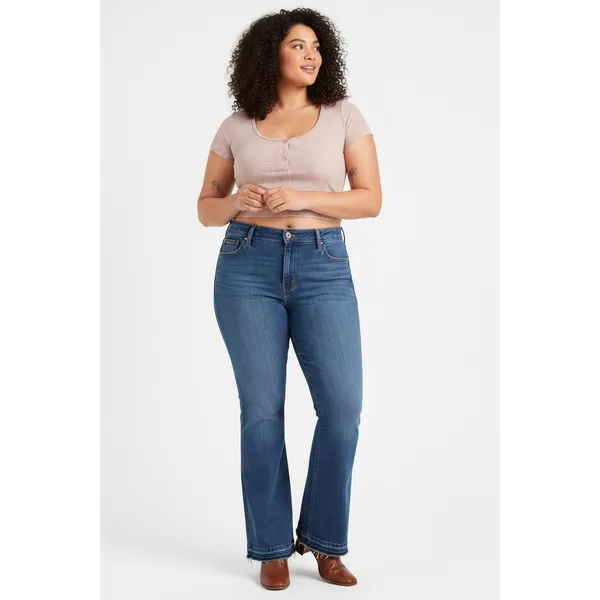 Levis 726 Womens Jeans 32x32 Medium Wash High Rise Flare Stretch Denim Blue - Image 8